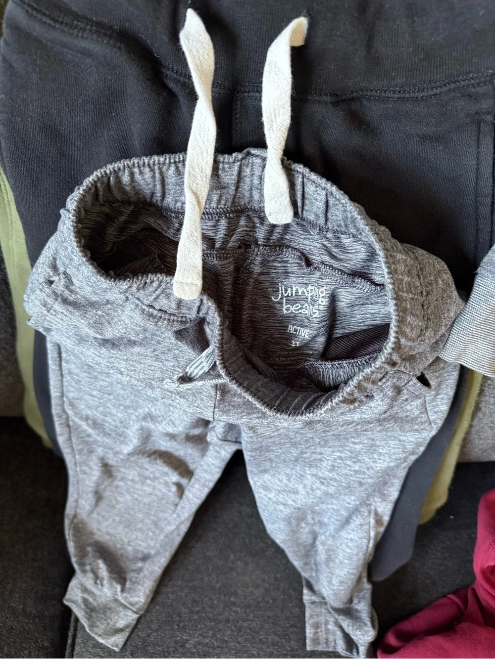 The Children's Place Gray and Burgundy Kids Jogger Set with Assorted Pants